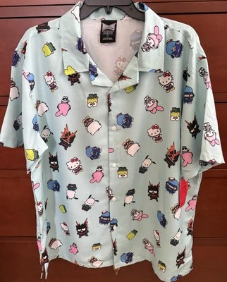 Men's Hello Kitty & Friends XL Button Down Shirt Keroppi Badtz-Maru Pochacco NWT - Image 1 of 4