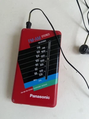Panasonic RF-422 AM/FM Walkman Portable Radio Vintage - RARE RED tested WORKS! - Image 1 of 4