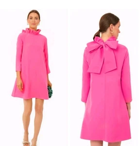 Tuckernuck $198 Hot Pink Daphne Dress Large Bow Preppy Wedding Guest Size L - Picture 1 of 6