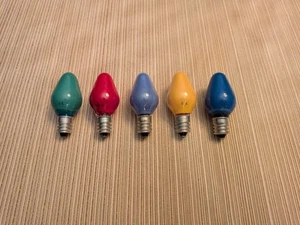5 Vintage GE Script Logo C-7 Bulbs In Pastel & Regular Colors  USA  &  Tested - Picture 1 of 5