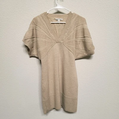 Vestido Suéter Mini Vestido Banana Republic Para Mujer M Lana Cuello en V Tejido Bronceado Otoño DEFECTUOSO Foto 1 de 4