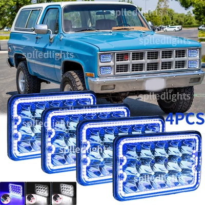 Fit 1981-1988 for GMC Jimmy Sierra Classic 4x4 130W 4x6" LED Headlight blue halo - Image 1 of 4