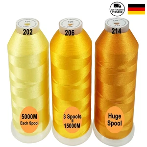 3er Set Riesige Spulen 5000M | Gelb Farben Polyester Stickgarn - Bild 1 von 7