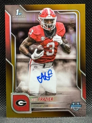 Bowman U 2025 cromo Nate Frazier primer refractor de oro en tarjeta automática/50 Georgia Foto 1 de 2