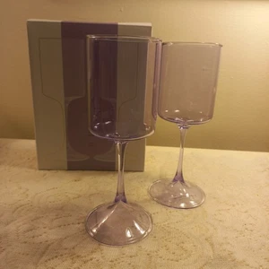 Anthropologie The Morgan Collection Lilac Wine Glasses Set of 2 New in Box - Picture 1 of 10