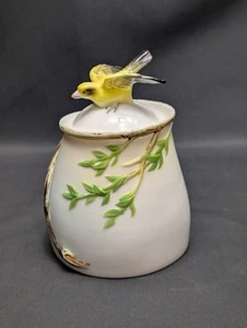 Stunning Graff Embossed Porcelain Jar With Yellow Bird Lid VGC MCM - Picture 1 of 14
