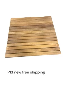 Nordic Style Natural Teak Shower/Bath Mat 24" x 24" - Picture 1 of 1