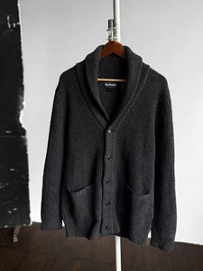 Cárdigan Suéter Informal Barbour Para Hombres Gris Oscuro Grueso Tejido Cuello Chal Talla - L - Imagen 1 de 5