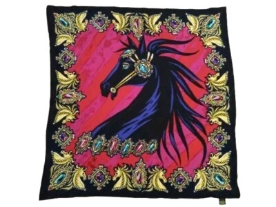 Vintage Bob Mackie Equestrian Horse Jewled Wearable Art Silk Scarf Large Square - Image 1 of 4