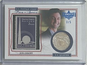 JON OSSOFF US SENATE GEORGIA 2020 DECISION PIECES OF AMERICA STAMP/COIN #/d 3/5