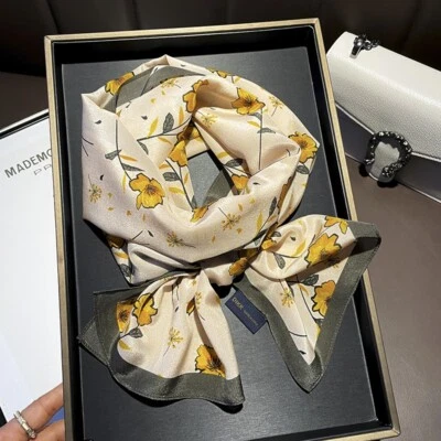 Pañuelo largo doble cara 100 % seda 12 Momme sarga mujer pañuelo pañuelo pañuelo 145*37 Foto 1 de 4