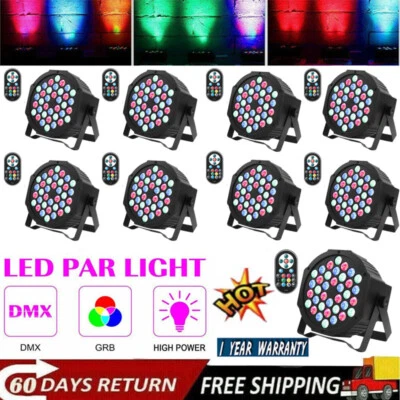 8PCS DJ Disco Party Stage Light 36LED RGB DMX Beam Lights KTV Show PAR Lighting - Image 1 of 4