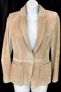 Donna Karan Jacket Bone Gray And Copper Painted Leather Size 4 - Picture 1 of 9