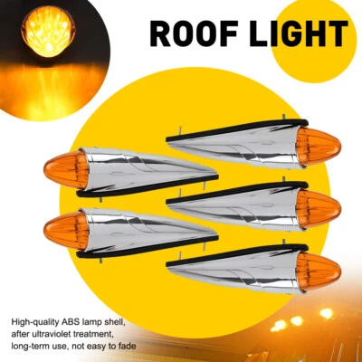 5x Lente ámbar 17 LED Torpedo Cabina Marcador Luz de techo para Peterbilt Kenworth Mack B Foto 1 de 4