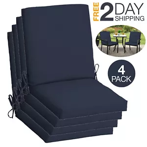 Blue Outdoor Full Back Chair Cushions Set of 4 For Patio Furniture Clearance New - Picture 1 of 8