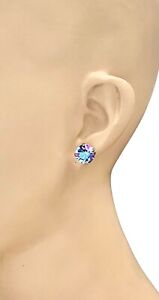 0.5" Night Frost Collection Iridescent Blue Violet Crystal Earrings By Sorrelli