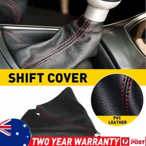 Universal PU Leather Gear Shift Collar Shifter Stick Gaiter Boot Knob Cover Red - Picture 1 of 17