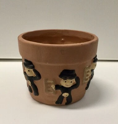 Blumentopf Tontopf Übertopf Glücksklee Silvester Schornsteinfeger Ø 8 cm H6,5 cm - Bild 1 von 4