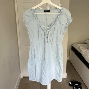 NWOT Nasty Gal - lace up mini dress in baby blue - 8 - Picture 1 of 5