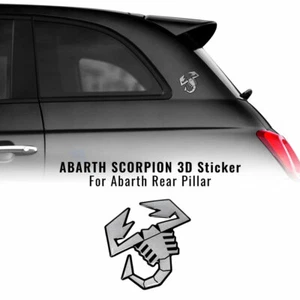 Adesivo Scorpione 3D per Montante Laterale Fiat 500 Abarth, Argento Satinato - Foto 1 di 7