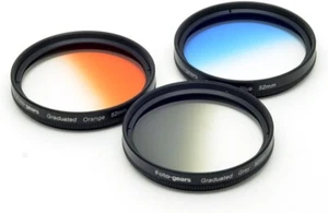 Foto-Gears 3 Piece Set Graduated Color Camera Filter 52mm Blue Grey Orange - Picture 1 of 3