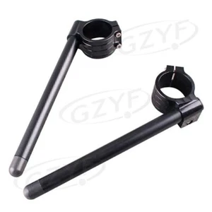 50mm Clip On Lenker Stummellenker Für Suzuki GSXR600 Honda CBR Yamaha Schwarz - Picture 1 of 10