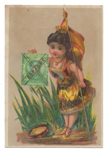Antikes spanisches Mädchen mit Briefmarke Sammelkarte Atlantic & Pacific Tea Co New York - Bild 1 von 2