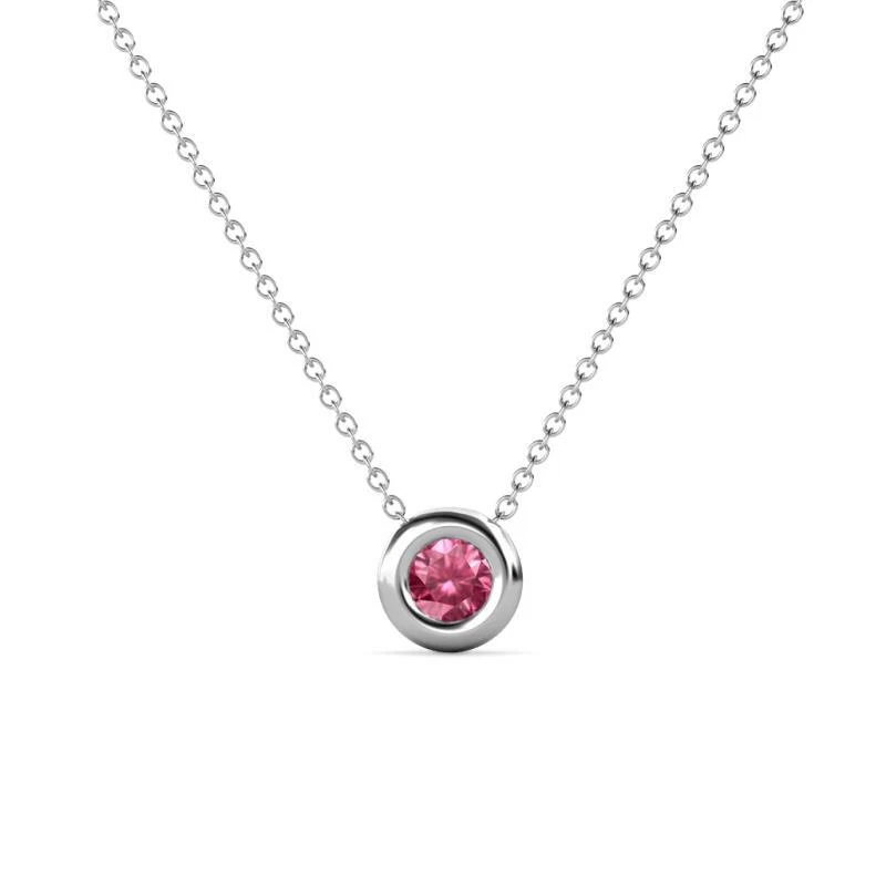 Round Pink Tourmaline Womens Bezel Solitaire Pendant 1/3 ct 14K Gold JP:195010 - Image 1 of 1