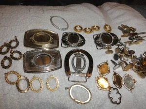 Jewelry Making Lot Craft Supplies Pendant Frames Belt Buckles Tie Clasp Pins - Picture 1 of 13