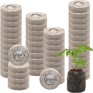 50 Pcs 30Mm Peat Pellets Block Potting Soil for Seedlings, Compressed Garden Soi - Picture 1 of 12