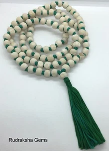 TULSI TULASI BUDDHIST Fair Trade MANTRA BASIL KRISHNA MALA BEADS 108 MEDITATION - Picture 1 of 4