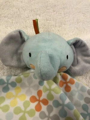 Boppy Elephant Lovey Security Blanket Teal Gray Orange Puppet - Image 1 of 4