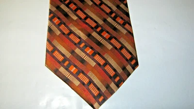 John Blair Brown orange beige black geometric tie 59 x 3.75 Necktie 16044 Foto 1 de 3