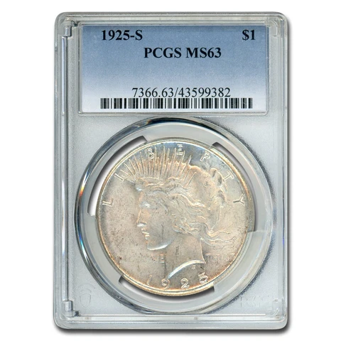 1925-S Peace Dollar MS-63 PCGS - SKU #4836 Cover