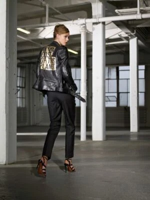 $1250 Designer BLK DNM Men's Limited Edition Black Biker Leather Racer Jacket M - Image 1 of 4