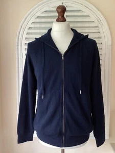 BNWT Mens / Womens Jaeger Navy 100% Cashmere Full Zip Hoodie (L) RRP £225 - Picture 1 of 24