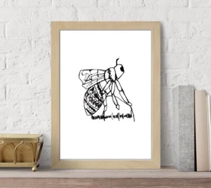 Bee Linear Handmade Printable Wall Art,Digital Print Instant Download 4JPG Files - Picture 1 of 6