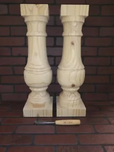 Genuine Hand turned hard pine console table legs 6 3/4" - 5 " x 23" - Picture 1 of 4