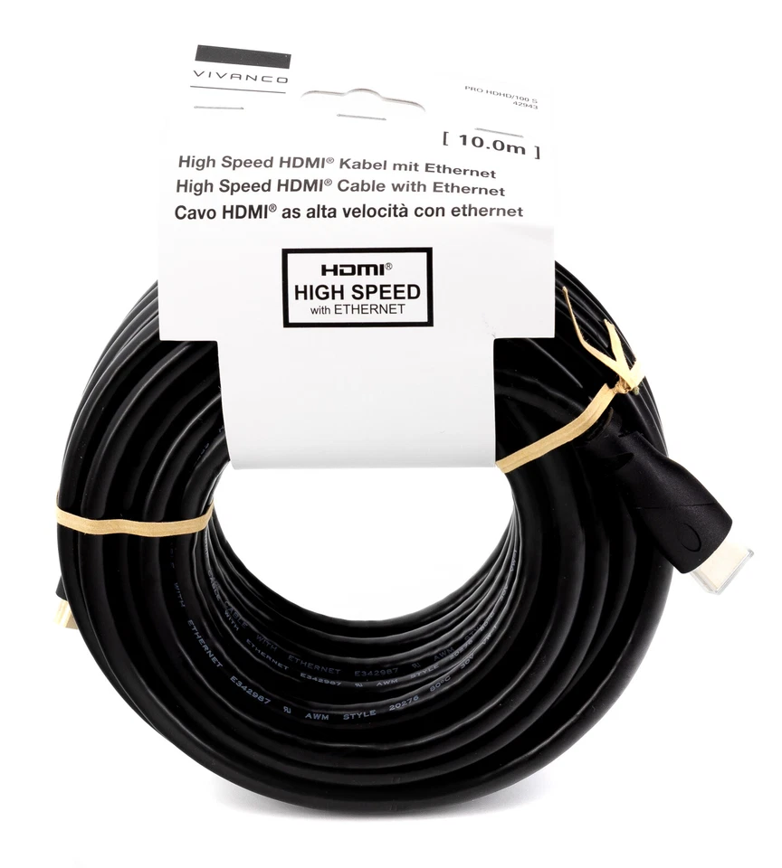 Vivanco High Speed HDMI 10m Kabel Ethernet HDR UHD FULL HD 3D TV 4K PS3 PS4 003 - Bild 1 von 1