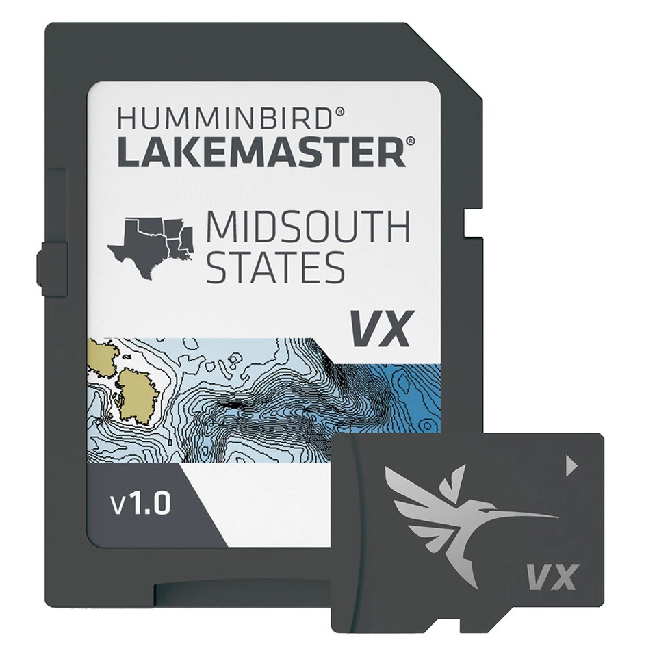 Humminbird LakeMaster VX Map Card Mid-South States GPS Navigation Chart Micro/SD - Image 1 of 1