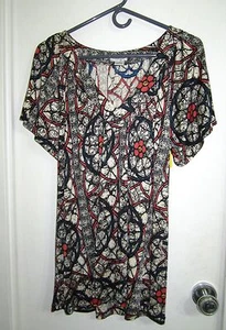Nieves Lavi S Multi-Color Print 100% Silk Blouse Tunic --MINT! - Picture 1 of 7
