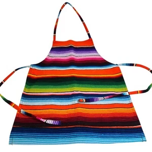 Mexican Serape Striped Apron With Pockets Multicolor - Picture 1 of 13