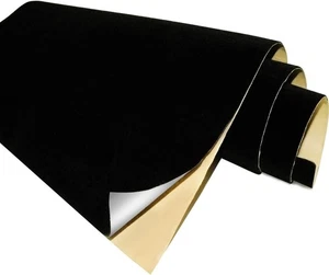Black Self Adhesive Velvet Fabric Sticky Felt Sheets Drawer Liners 2 Pcs NEW - Picture 1 of 7