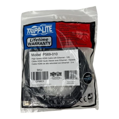 Tripp Lite High Speed HDMI Cable with Ethernet 10ft HDMI Cord UHD 4K Video/Audio - Image 1 of 4