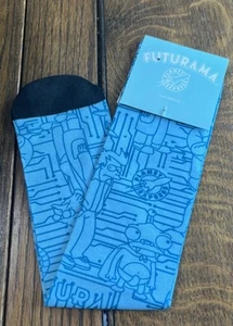 Futurama Planet Express Blue Crew Socks Matt Groening Nerd Block - Picture 1 of 4
