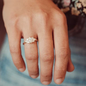 18k White Gold Solid Engagement Ring 1.50 Ct Marquise Cut IGI Lab Grown Diamond - Picture 1 of 12