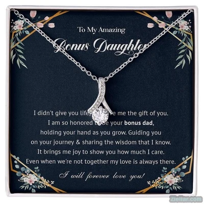 To My Bonus Daughter Necklace, Stepdad Gift for Bonus Daughter Birthday Jewelry - Image 1 of 4