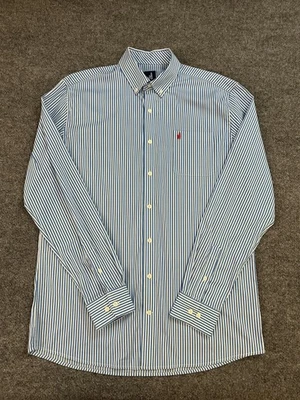 Camisa Johnnie-O Para Hombre Grande Azul Rayas Abotonada Manga Larga Elastizada JMWL2990 Foto 1 de 4