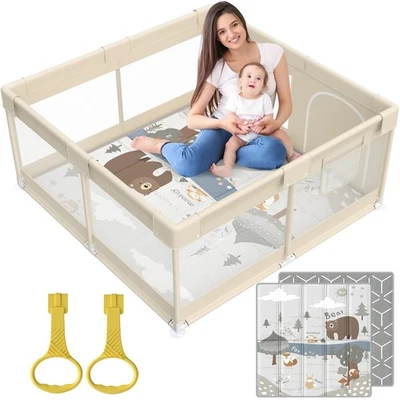 Baby Playpen with Mat, Small Baby Play Pen(47x47inch), Playpen for Babies and... - Image 1 of 4