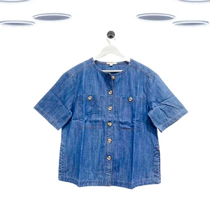 Ex White Stuff Damen Kurzarm Jeanshemd in Blau - Bild 1 von 4